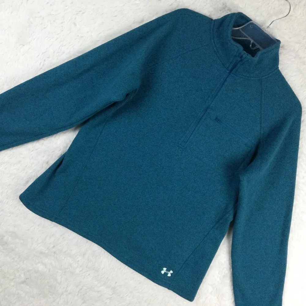 Under‎ Armour Womens Jacket Storm Coldgear Fitted Blue 1/2 Zip Waist Length L